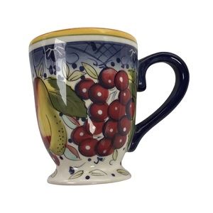 Tabletops Gallery Bella Fruit Hand Painted  Pedestal Bottom Mug